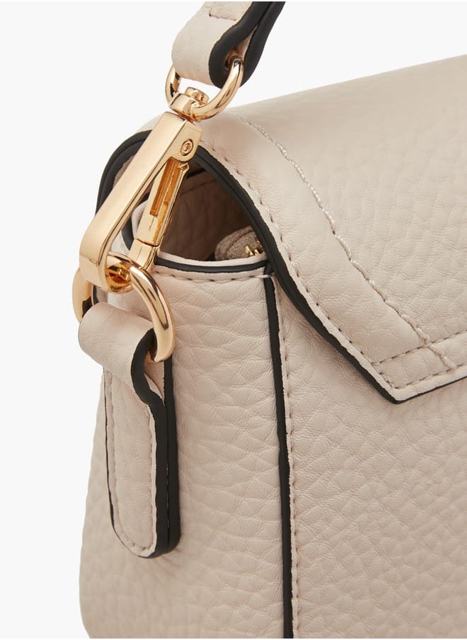 ELLE Women Monogram Accent Crossbody Bag with Detachable Strap and Flap Closure  - Image 5