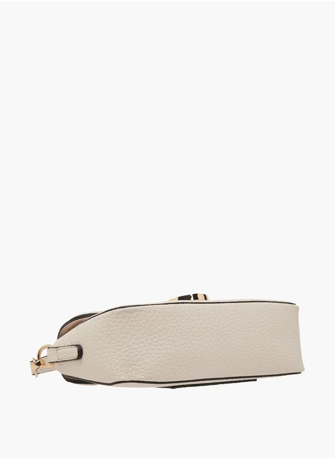 ايل Women Monogram Accent Crossbody Bag with Detachable Strap and Flap Closure