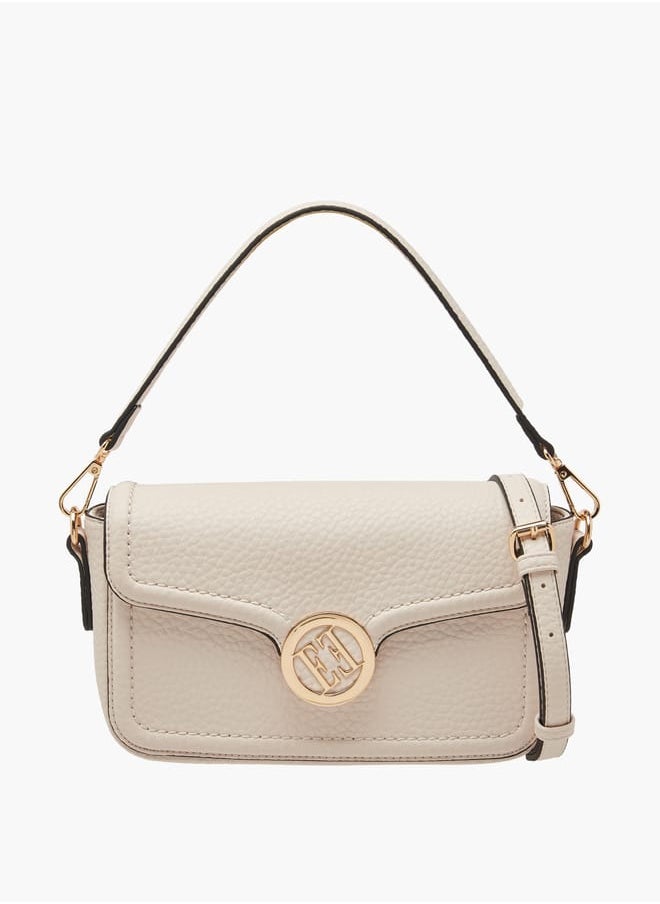 ELLE Women Monogram Accent Crossbody Bag with Detachable Strap and Flap Closure  - Image 1