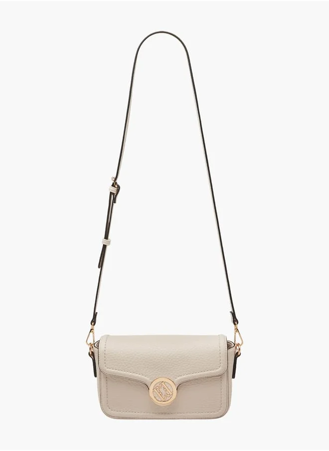 ايل Women Monogram Accent Crossbody Bag with Detachable Strap and Flap Closure