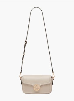 ELLE Women Monogram Accent Crossbody Bag with Detachable Strap and Flap Closure  - Image 2