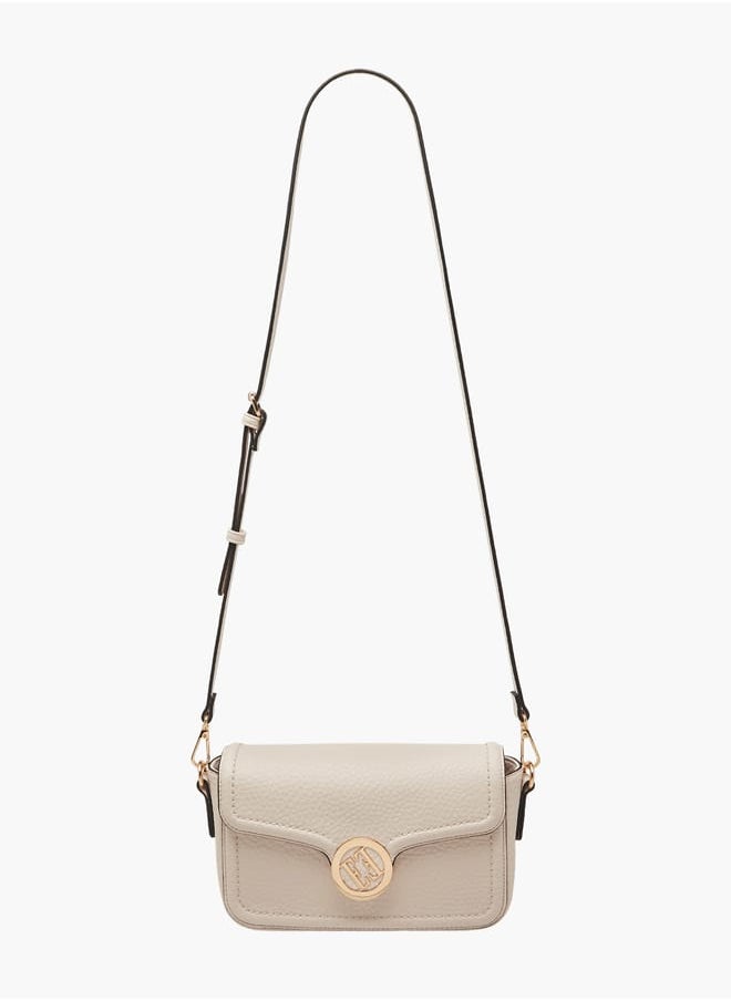 ELLE Women Monogram Accent Crossbody Bag with Detachable Strap and Flap Closure  - Image 2