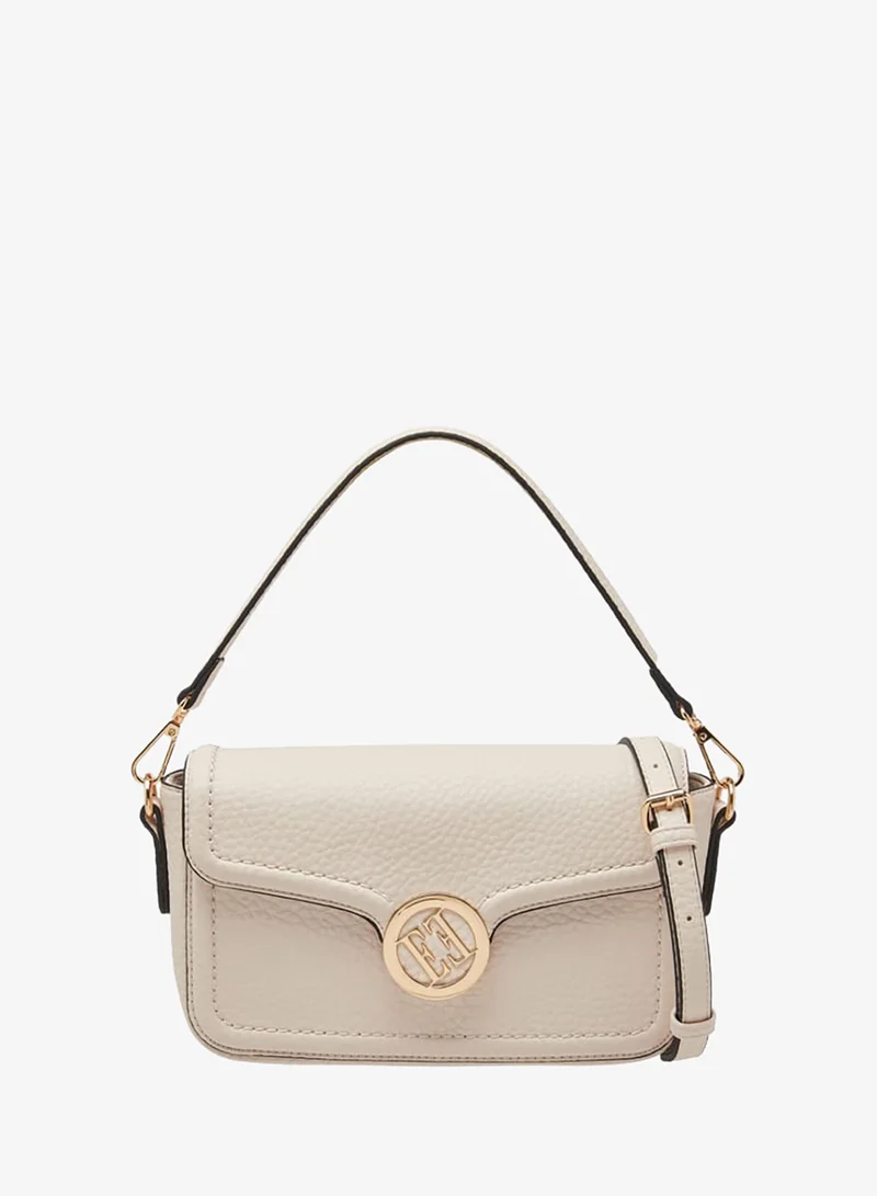 ELLE Women Monogram Accent Crossbody Bag with Detachable Strap and Flap Closure