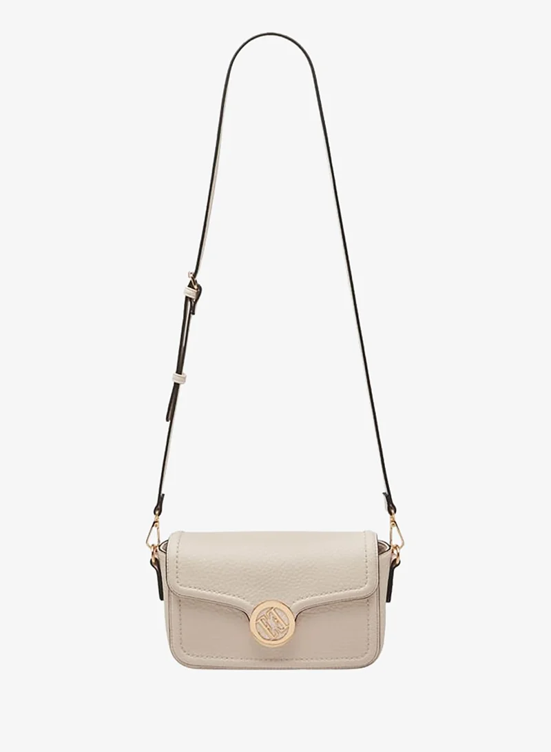 ELLE Women Monogram Accent Crossbody Bag with Detachable Strap and Flap Closure