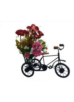 GENERIC - DELUX WOOD CARVER DELUX WOOD CARVER Delux Wood Carver Antique Wood and Wrought Iron Mini Flower Stand Cycle Vintage Bike Iron Vehicle Model Bicycle for Toy Gifts Showcase Display Home Desktop Decorwith Holder Back Side showpiece pack of 1  - Image 1