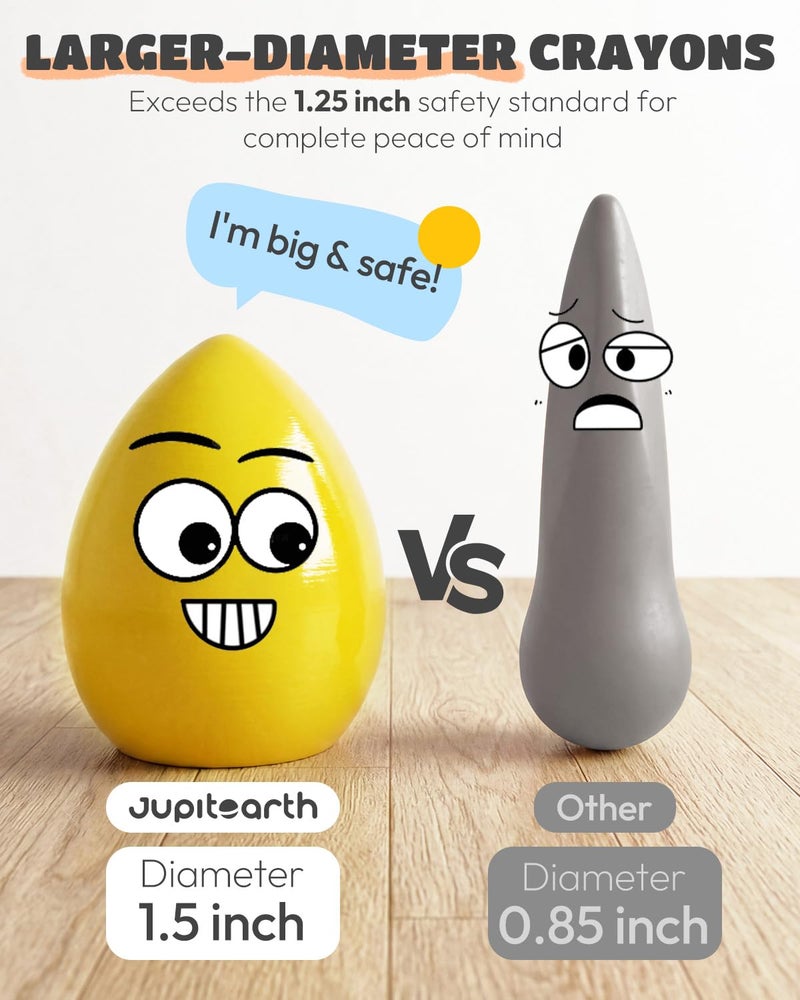 JUPITEARTH 6 Colors Egg Crayons for kids, Palm-Grasp Non Toxic Jumbo Washable Crayons for Kids, Fat Brain Toys for Art Supplies and Perfect Gifts for Boys and Girls - Image 4