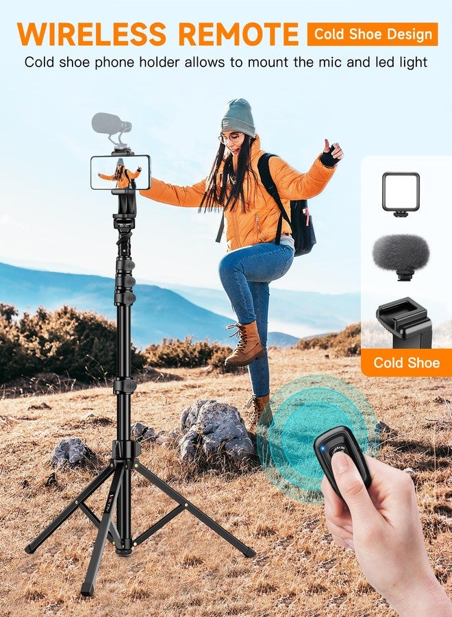 Victiv Phone Tripod, 86" Tall Tripod for iPhone with Flexible Gooseneck & Remote, Portable Aluminum Cellphone Stand for Selfies, Video Recording,Travel, Compatible with iPhone Android - Image 3