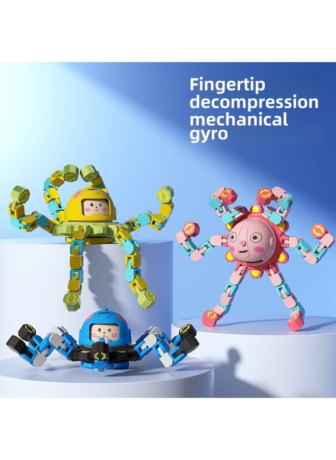 Generic - Trembling Fingertips Mechanical Face-changing Gyro Decompression Children's Mechanical Deforming Gyro Luminous Finger Spiral Fingertips-Color:Chinese Box-luminous Yellow - Image 1