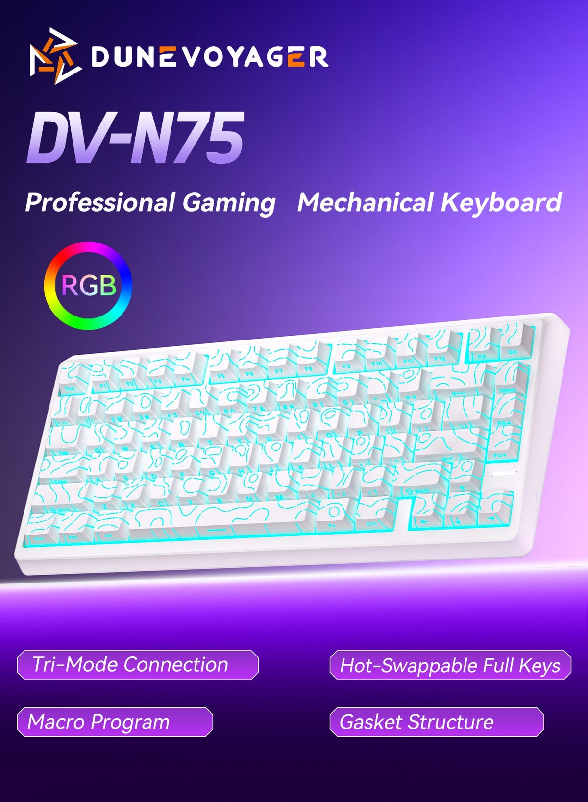 dunevoyager Dunevoyager dv-n75 75 Mechanical Keyboard 870 g Z6AD3C8D06A266220F640Z