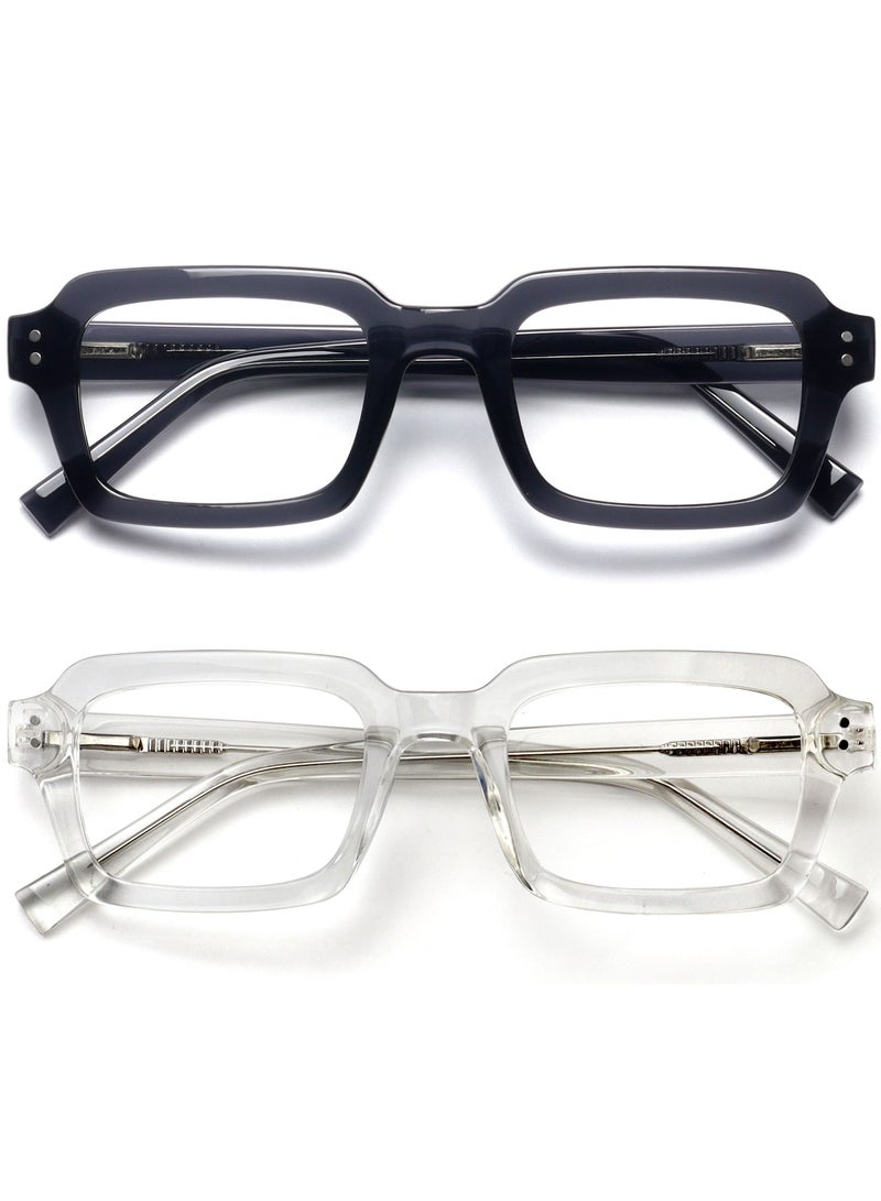 OPULIZE EDG Blue Light Blocking Reading Glasses for Women Men,Anti-reflective Anti-Glare Computer & Gaming Lenses,Vintage Rectangular Frame,UV & Eyestrain Protection,Black Clear +0.00 (Pack of 2) - Image 1