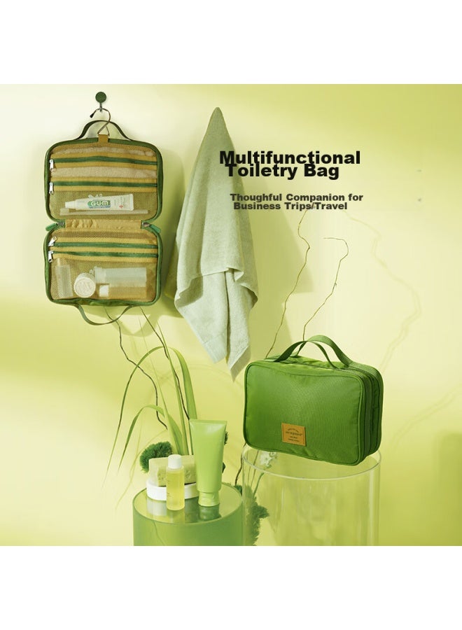 M Square Travel Toiletry Bag, Large Capacity, Portable, For Washing, Care, And Makeup, Travel Storage Bag, Forest Green [toiletry Bag] - Image 1