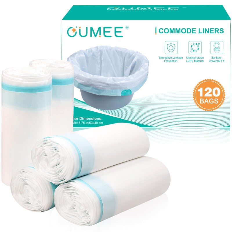 120 Disposable Commode Liners for Bedside Commode Beside Commode Liners Portable Potty Liners for Adults Toilet Liners Portable Commode Bags for Commode Chair Blue 120 Liners