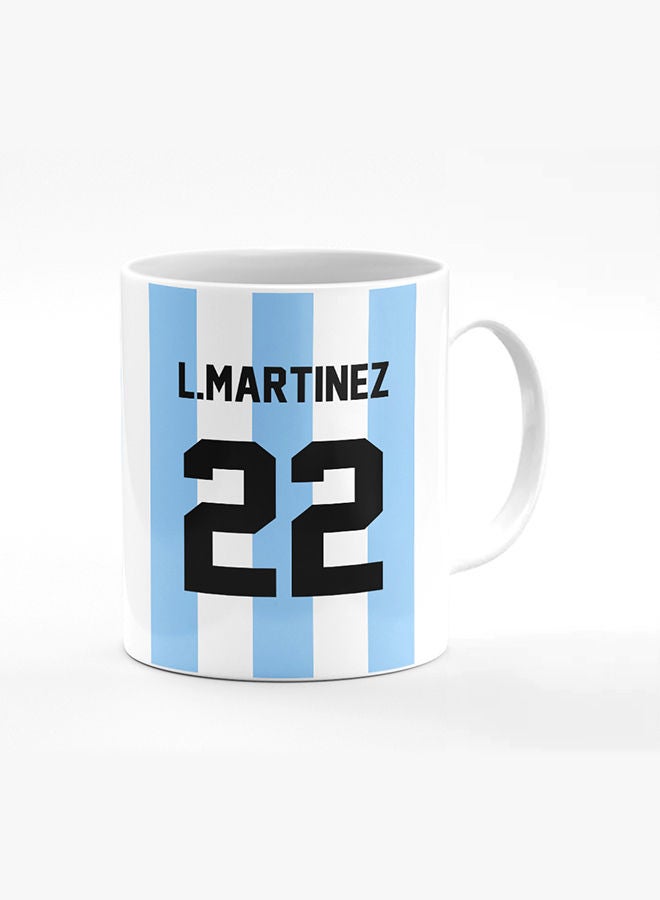 Stylizedd Designer Printed Coffee Mug with Heavy Duty Handle 11oz Ceramic Personalised Gift Mugs Cup [Microwave Safe & Dishwasher Proof] -Football Team - Argentina Player Name - L.Martinez - Image 1