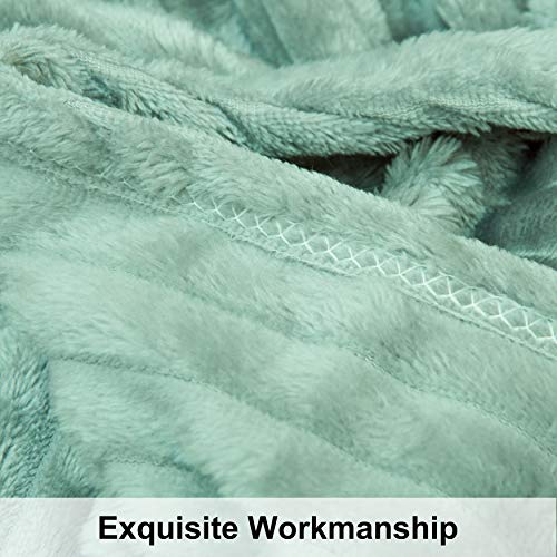 NTBAY Flannel Fuzzy Toddler Blanket, Fluffy Warm and Lightweight Reversible Stripes Design Baby Plush Blanket, 30x40 Inches, Mint - Image 3