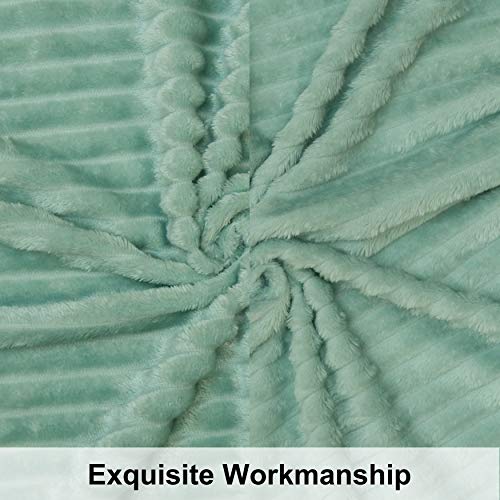 NTBAY Flannel Fuzzy Toddler Blanket, Fluffy Warm and Lightweight Reversible Stripes Design Baby Plush Blanket, 30x40 Inches, Mint - Image 2