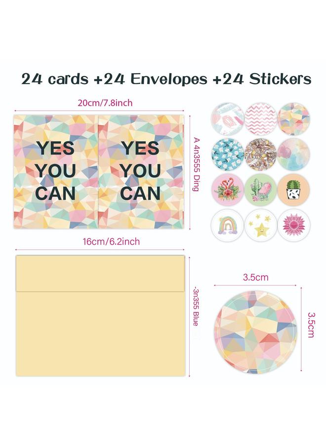 Bluejw Cross-border Incentive Greeting Cards 24 Blank English Europe And America Encourage Suit DIY Envelope Folding Inspirational Cards - Image 4