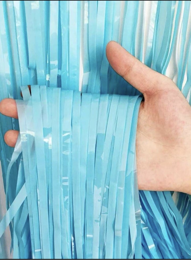 ستائر لامعة بتصميم شرائط اللون ازرق زاهي الطول 200 سم والعرض 100سم