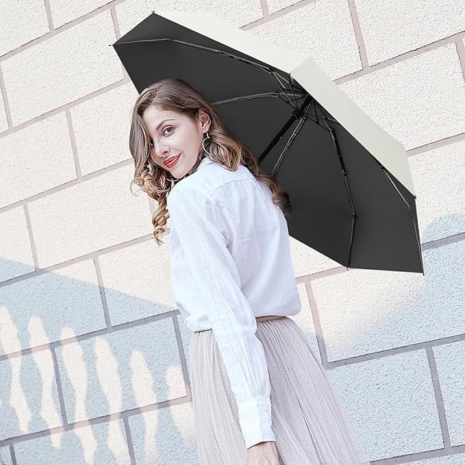 HEMOVIA Umbrella, Mini Folding Windproof & Compact UV Umbrella for Sun Protection Rain Windproof Strong Large 3 Fold for Women Handbags, 3 Fold for Men Women, Stylish & Compact - Image 3