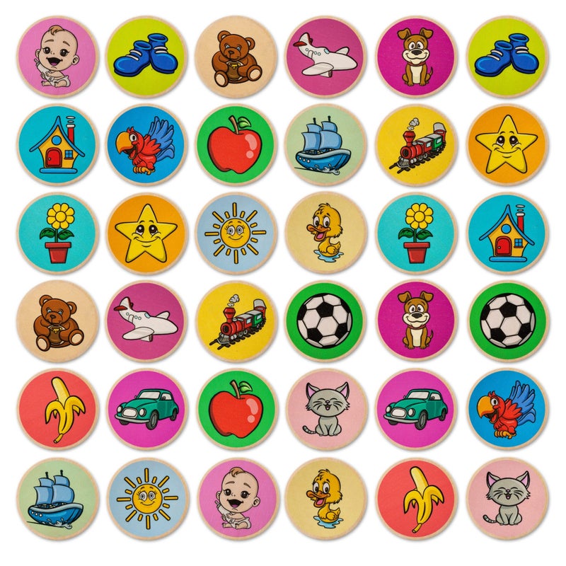 Cottify MontessoriInspired Wooden Matching Game for Toddlers 24 Years  Durable ScratchResistant 36 Card Set Includes Carry Bag  Memory Game for Toddlers 24 Years  Cognitive Verbal Skills Development - Image 3
