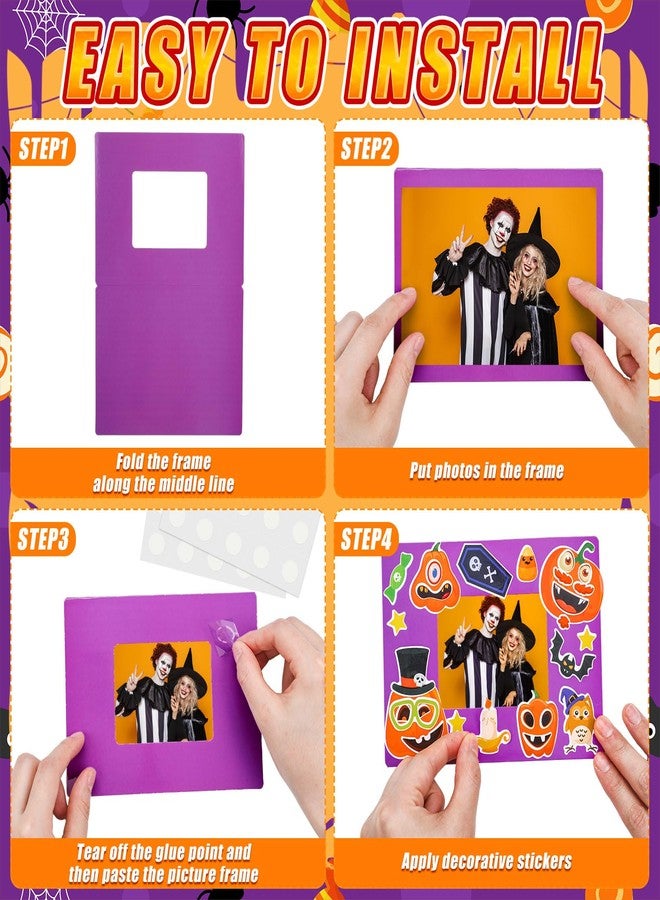 Qunclay 96 Pcs Halloween Picture Frame Craft Pumpkin Make a Face Stickers Picture Frames DIY Photo Frame Craft Classroom Home Game Activities Holiday Gift - Image 5