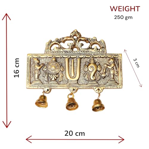 KridayKraft Wall Hanging Tirupati Balaji Symbol Shankh Chakra Tilak with Hanuman ji and garud Statue Gold Plating Antique Decorative for Home & Office Table Showpiece Figurines,R - Image 2