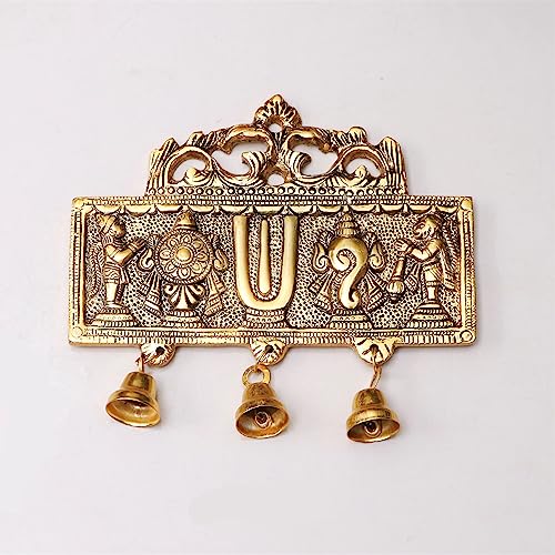 KridayKraft Wall Hanging Tirupati Balaji Symbol Shankh Chakra Tilak with Hanuman ji and garud Statue Gold Plating Antique Decorative for Home & Office Table Showpiece Figurines,R - Image 1
