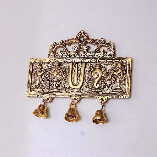 KridayKraft Wall Hanging Tirupati Balaji Symbol Shankh Chakra Tilak with Hanuman ji and garud Statue Gold Plating Antique Decorative for Home & Office Table Showpiece Figurines,R - Image 5