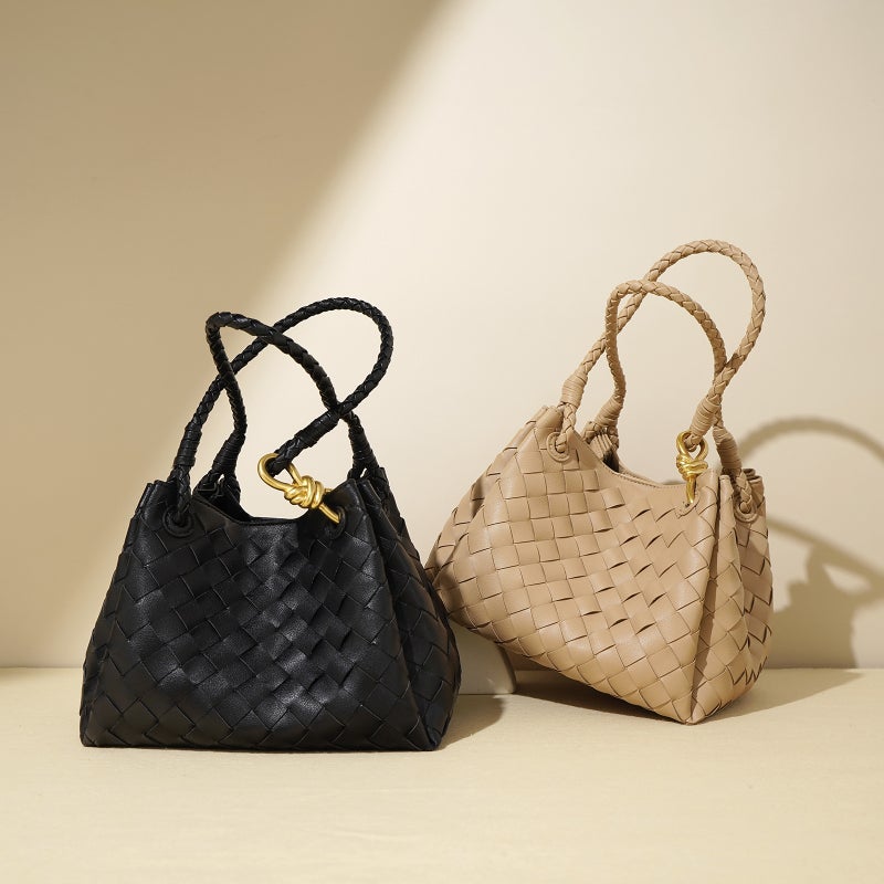 2025 Niche Design New Metal Rope Buckle Woven Tote Bag Single Shoulder Large Bag Satchel Large Capacity Retro Women'S Bag - Image 2