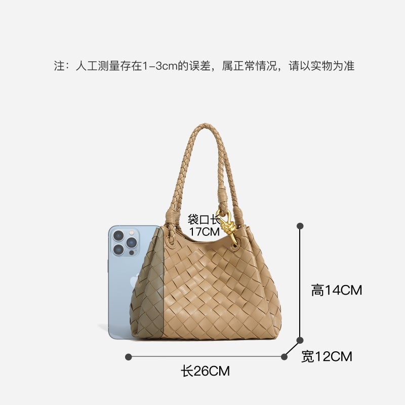 2025 Niche Design New Metal Rope Buckle Woven Tote Bag Single Shoulder Large Bag Satchel Large Capacity Retro Women'S Bag - Image 5