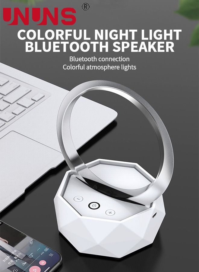 UNUNS مصباح ليلي LED مع مكبر صوت بلوتوث، 3 أوضاع إضاءة مصباح ليلي، مكبر صوت بلوتوث محمول، مصباح ديكور هدية لغرفة النوم/هدايا للفتيات المراهقات - Image 2