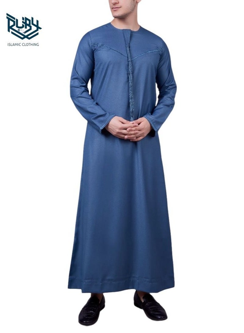 روبي للملابس الإسلامية وب كندورة إماراتي للرجال جبة رجالي قبة دائرية مع تطريز - Image 1