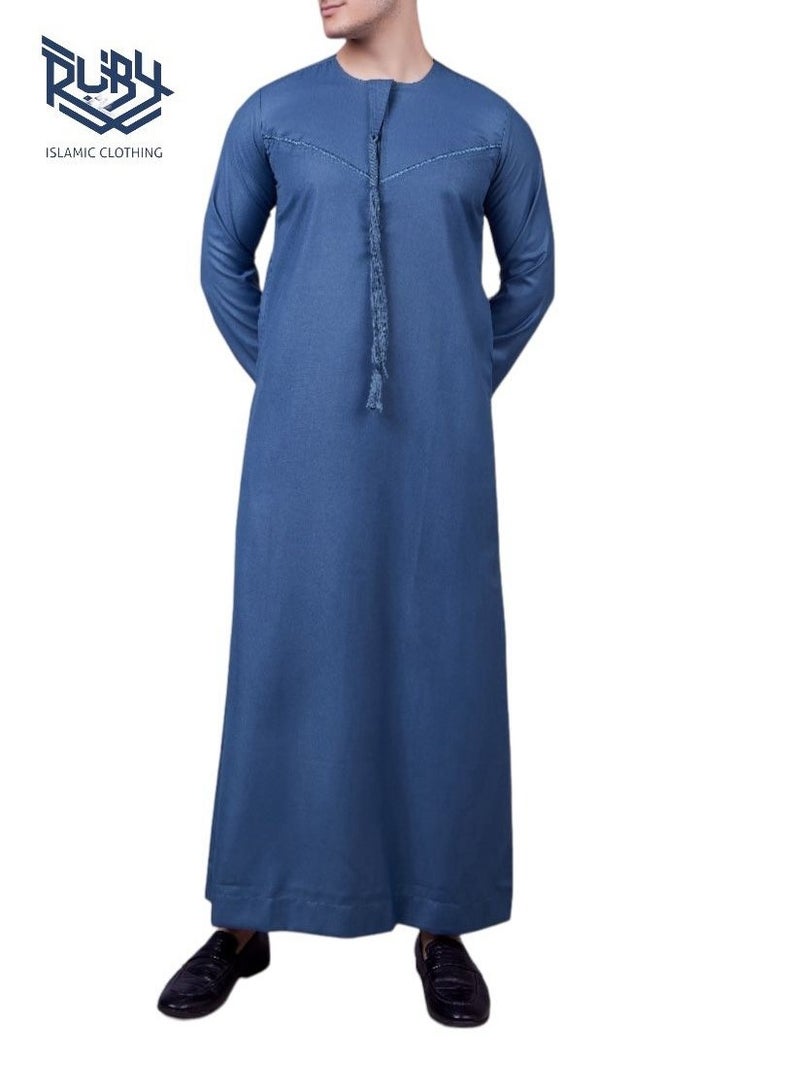 روبي للملابس الإسلامية وب كندورة إماراتي للرجال جبة رجالي قبة دائرية مع تطريز - Image 2