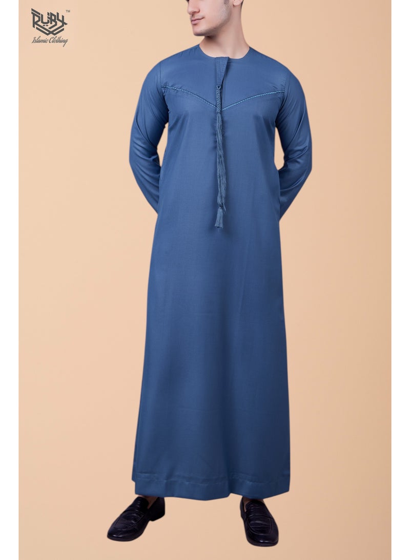 روبي للملابس الإسلامية وب كندورة إماراتي للرجال جبة رجالي قبة دائرية مع تطريز - Image 3