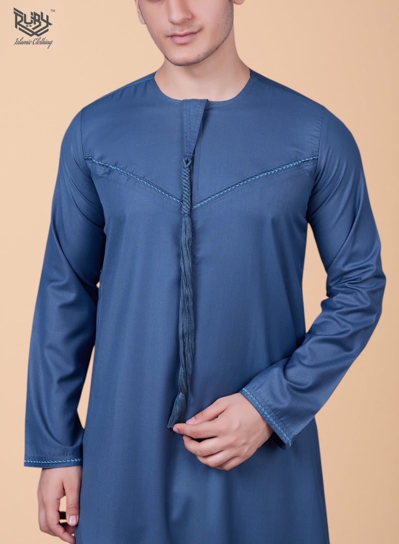 روبي للملابس الإسلامية وب كندورة إماراتي للرجال جبة رجالي قبة دائرية مع تطريز - Image 4