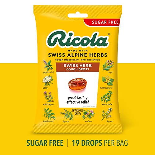 Ricola Sugar Free Swiss Herb Herbal Cough Suppressant Throat Drops | Naturally Soothing Long-Lasting Relief -19 Count (Pack of 4) Bags - Image 2