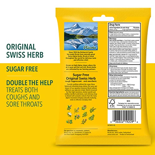 Ricola Sugar Free Swiss Herb Herbal Cough Suppressant Throat Drops | Naturally Soothing Long-Lasting Relief -19 Count (Pack of 4) Bags - Image 3