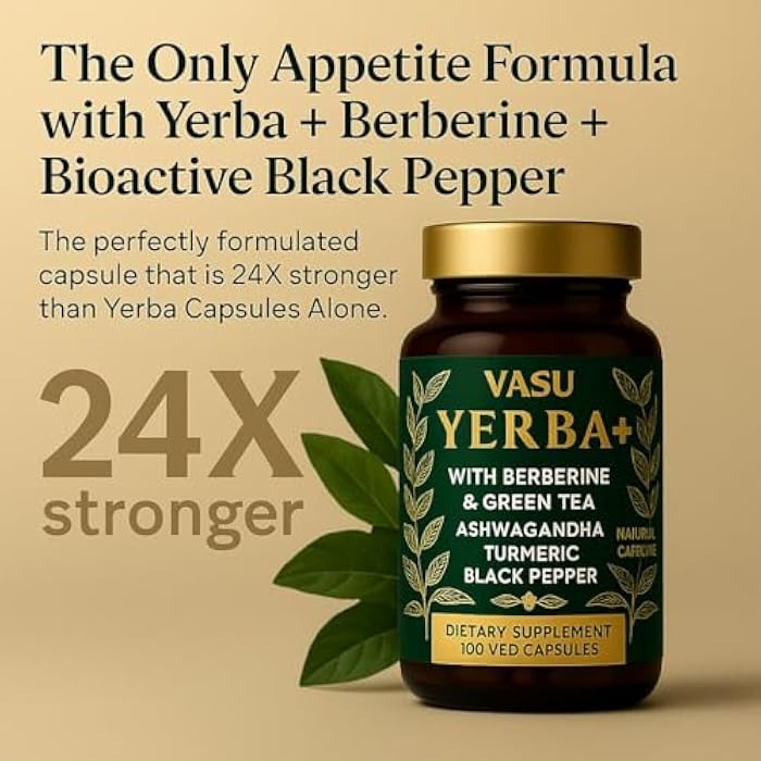 Vasu Yerba+ Yerba Mate Capsules – 9 in 1 Blend with Barberry & Green Tea | with Ashwagandha, Amla, Turmeric & Ginger | Herbal Supplement for Clean Energy, Focus & Digestive Support – 100 Vegan Capsules - Image 2