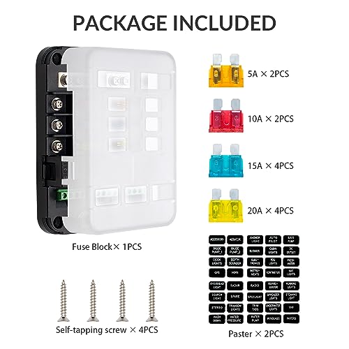 WUPP 12V Fuse Block with Relay, Automotive 6 Circuits Fuse Box with Acc Interface, Universal Fuse Block and Relay Kit for Cars Trucks Marine Boat - Image 5