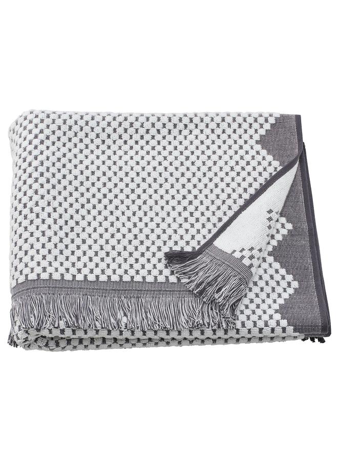 Bath towel, white/grey, 70x140 cm - Image 1