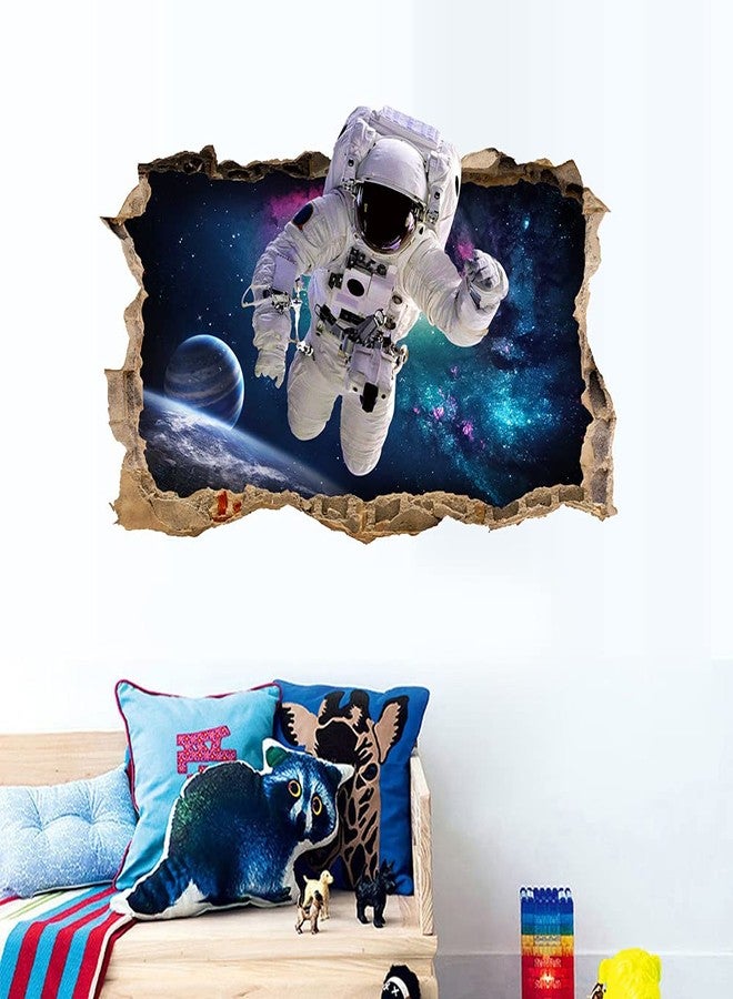 YOWOCAL 3D Astronaut Fake Windows Wall Sticker, Removable Spaceman Windows Wall Decals for Kids Bedroom Living Room Study TV Background Decoration,28"x18" - Image 5