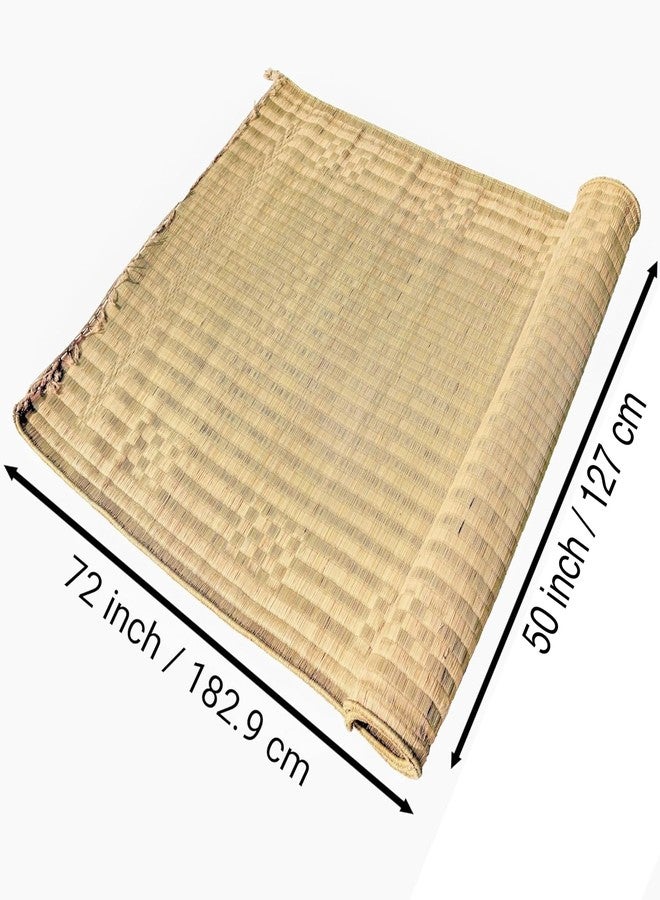 ORRIC Handmade Double Layered chatai madur kusha Grass mat korai pai Organic Yoga mat as Floor mat (50 X 72) - Image 2