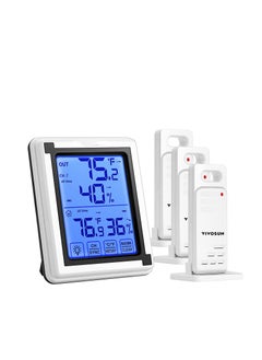 SYOSI Indoor Outdoor Thermometer, Digital Thermometer and Hygrometer with 3 Remote Sensors, Touch Wireless Digital Hygrograph, Temperature and Humidity Monitor Indoor Outdoor Weather Clock  - Image 1
