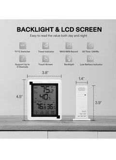SYOSI Indoor Outdoor Thermometer, Digital Thermometer and Hygrometer with 3 Remote Sensors, Touch Wireless Digital Hygrograph, Temperature and Humidity Monitor Indoor Outdoor Weather Clock  - Image 3