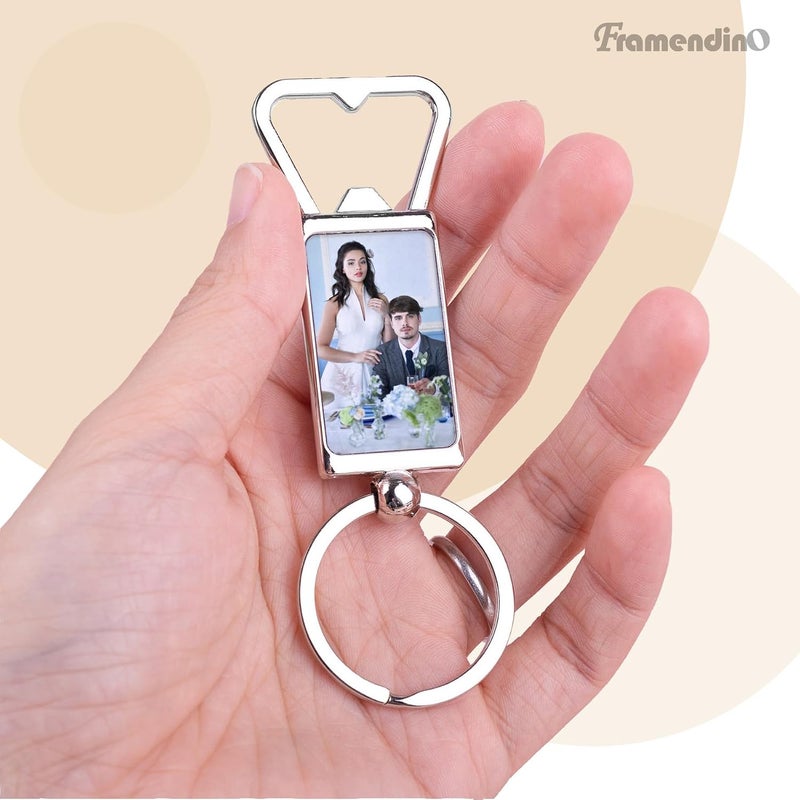 Framendino, 20 Pack Sublimation Blank Keychains Metal Bottle Opener Transfer Rectangle Aluminum Keychain Key Rings for DIY Custom Personalized Sublimation Photo - Image 4
