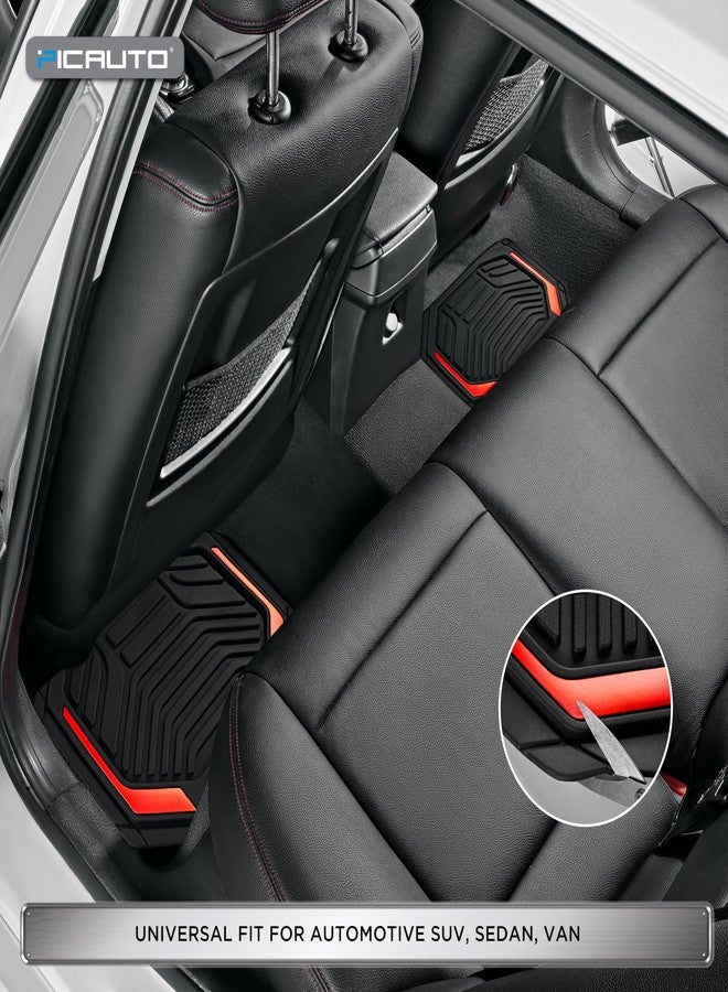 PIC AUTO Heavy Duty Rubber Floor Mats, Red Aluminum Film Car Mats Set, Front and Rear Car Mats with Anti-Slip Backing, All Weather Protection, Trim-to-Fit for Automotive SUV, Sedan, Van - Image 4