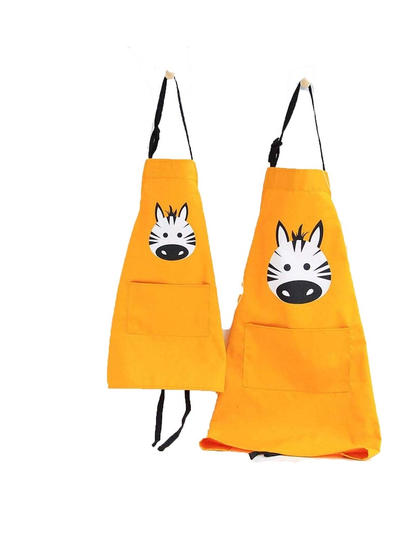 KASTWAVE Aprons, Lovely Animal Parent, Cute Kid Apron, for Birthday Party's, Gardening, Kitchen, Cooking and Baking Chef Activity Small Size for 3-8 Year Old Toddler Kids Girl and Boy, Mommy and Me (2 Pack) - Image 1