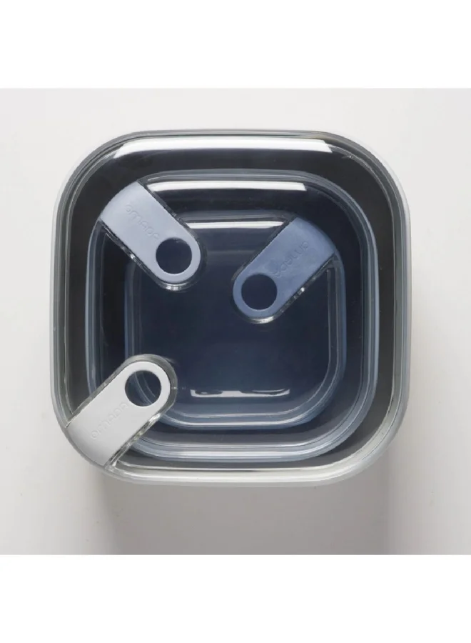 OMADA 3-Piece Microwave and Leak Proof Durable Plastic Lunch Box Set Grey and Blue 3.4 L M6753CA2