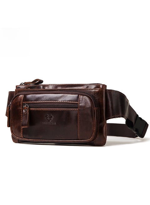Genuine Leather Mens Waist Bag Retro Multi-function Chest Pack Brown