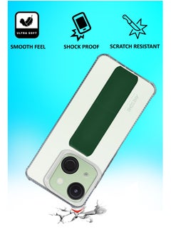 NAFCO For Itel A50c - Transparent Hand Grip Foldable Magnetic Kickstand Wrist Strap Finger Grip Shockproof Cover Compatible For Itel A50c - Clear / Green  - Image 4