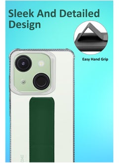 NAFCO For Itel A50c - Transparent Hand Grip Foldable Magnetic Kickstand Wrist Strap Finger Grip Shockproof Cover Compatible For Itel A50c - Clear / Green  - Image 3